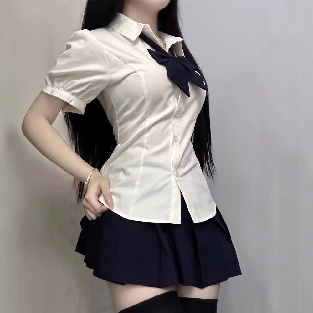 学院风jk裙少女制服全套夏季纯欲辣妹短袖收腰衬衫学生百褶裙套装