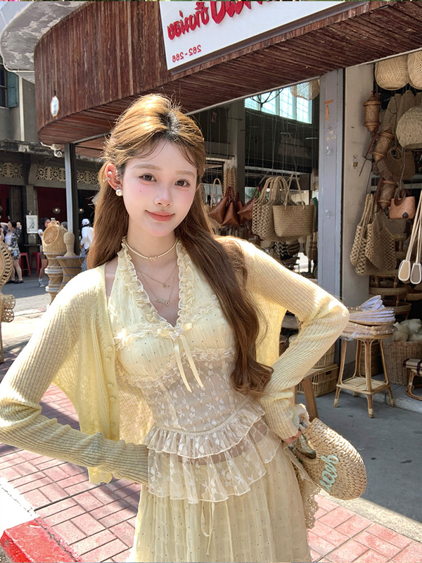 Acaine纯色短款长袖针织开衫外套女夏季外搭叠穿防晒衫法式上衣|undefined