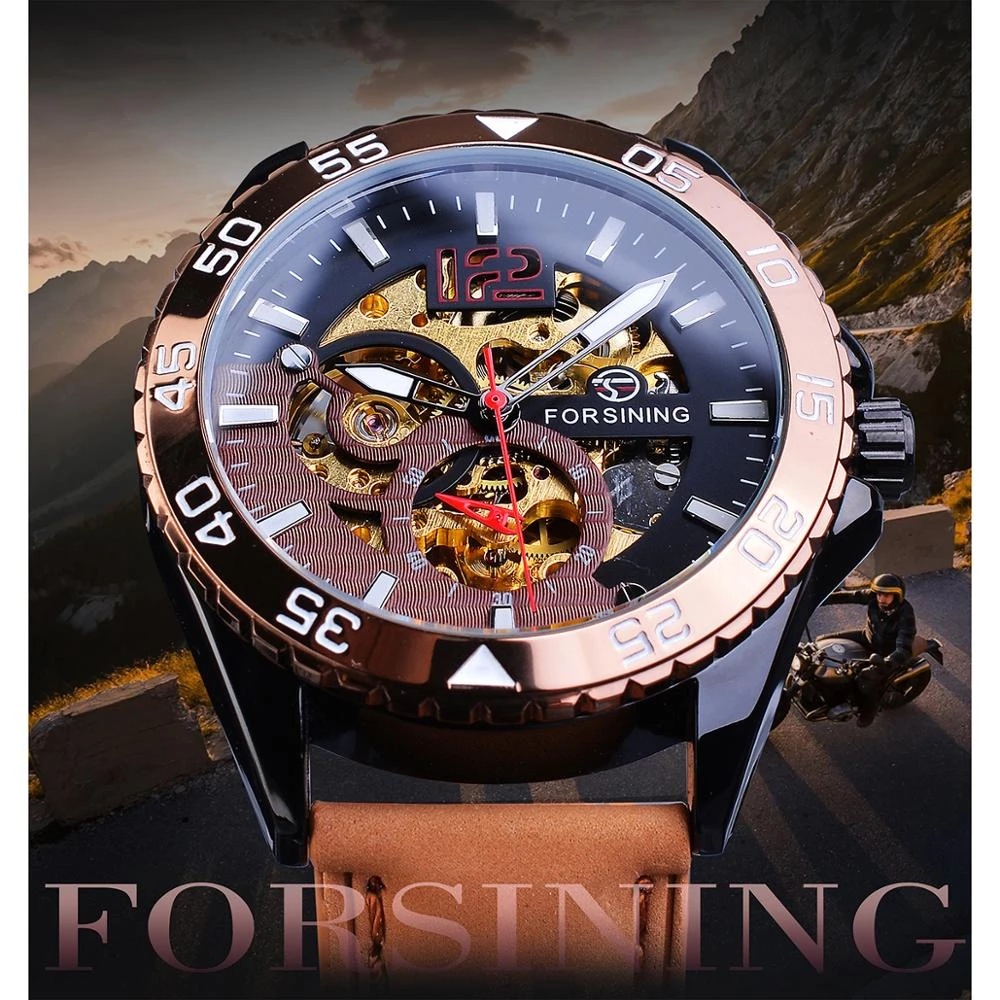 Forsining style hollowed out men's automatic mechanical watch casual sports belt watch mechanical_voghion.com