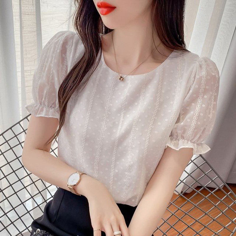 Fashionable cute shiffon summer lace T-shirt