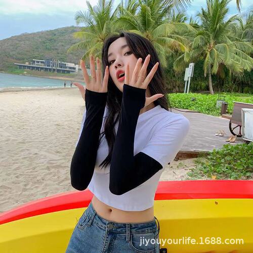 Cross-border ice silk sunscreen arm sleeves high elasticity summer cycling fishing men's arm protector UV protection ice cool sweat ice sleeves