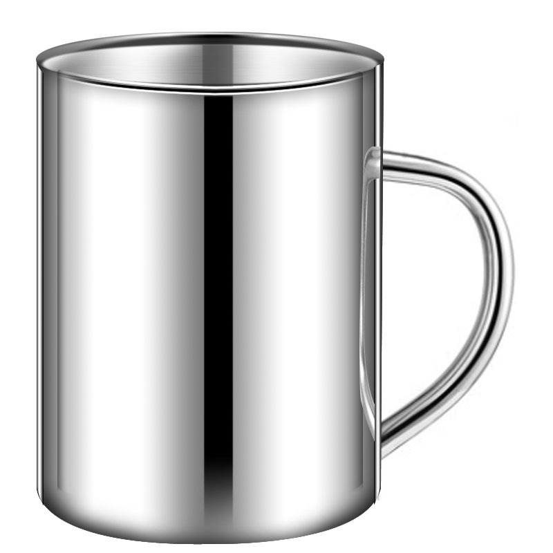 Taza de acero inoxidable 304 taza de doble capa con tapa taza de agua aislada de jardín de infantes con mango taza de café para adultos