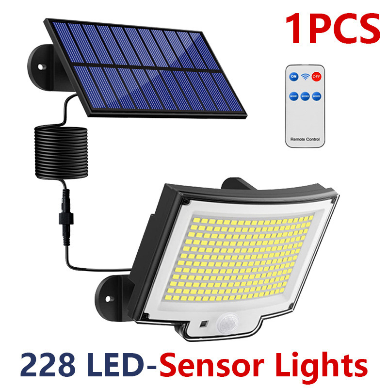 Luz solar para jardín, farola exterior impermeable súper brillante, luz de ahorro de energía con sensor de movimiento humano