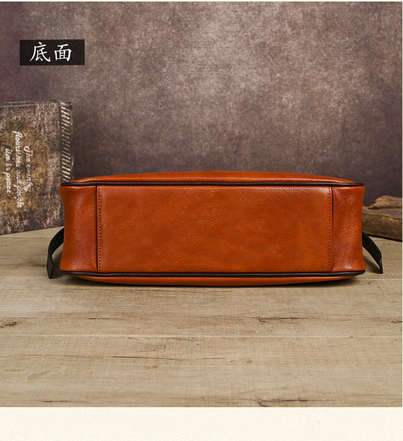 Túi đeo chéo nữ da bò thật vintage, kiểu dáng ôm sát nách — Vàng cổ điển, Màu xanh cổ điển, Nâu cổ điển, Xám đen cổ điển chi tiết 23