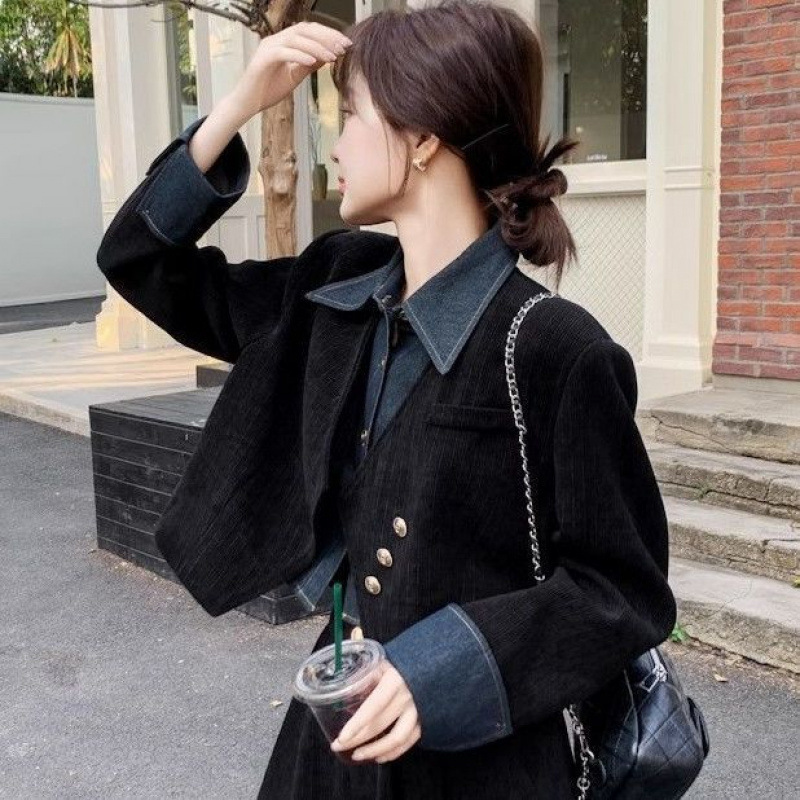 法式复古高级感上衣长裤两件套春秋季新款女气质阔腿裤假两件套装|undefined