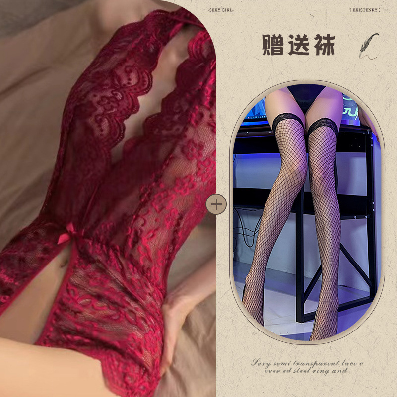 레드 블랙 그물 스타킹