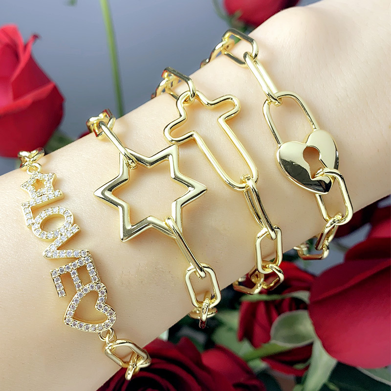 diamond letter five-pointed star bracelet