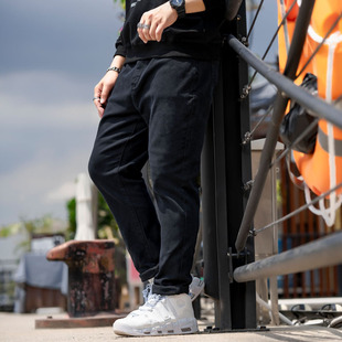 670 | Plus size men's spring and summer new casual black jeans loose fat versatile stretch straight trousers men