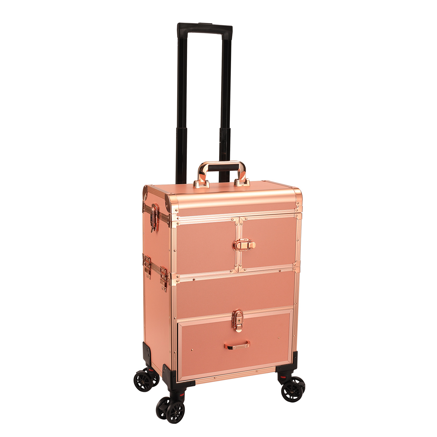 Maletín de Maquillaje con Ruedas de Aleación de Aluminio, Ruedas Giratorias, con Candado, para Almacenamiento Doméstico