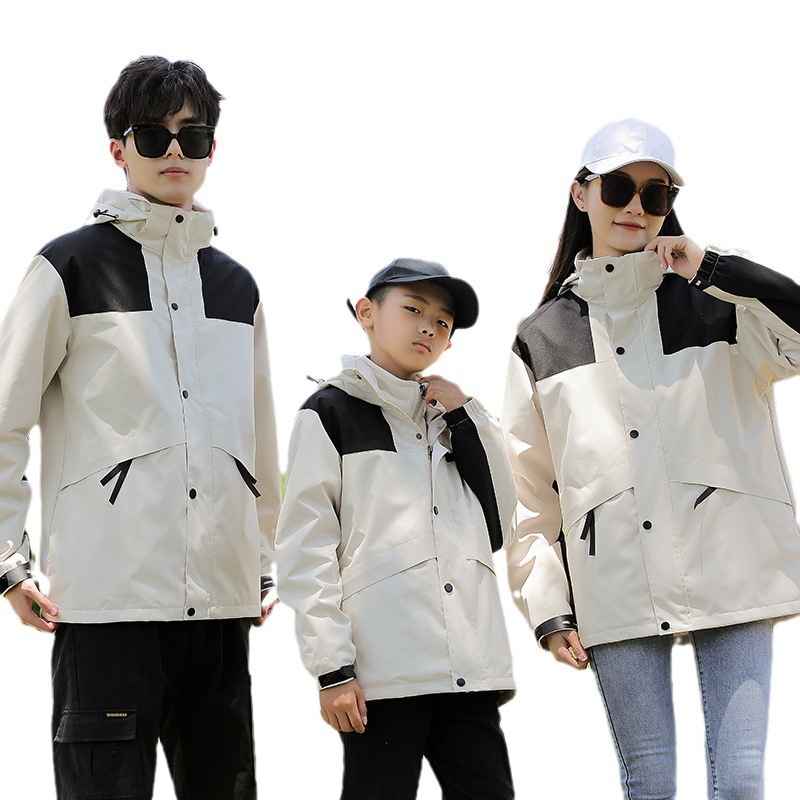Chaqueta al aire libre para hombres y mujeres tres en uno desmontable de dos piezas impermeable y transpirable forrado de vellón engrosado traje de Montañismo senderismo