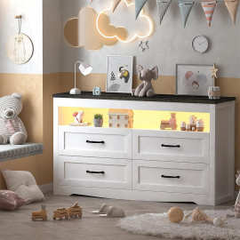 跨境外贸实木LED四斗柜带灯光客厅收纳柜卧室多层储物抽屉式柜子