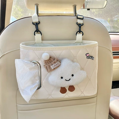 Supplies, Storage Box, Car storage bag/box - cloud-with-hat-beige-chair-back-storage-bucket-free-waterproof-bucket-1-roll-of-garbage-bag