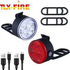 Bicycle Light Cross-Border Mountain Bike USB Charging Four-Light Front Light Warning Rear Light Riding Accessory Set