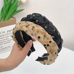 法式復古麻花網紗波點發箍布藝時尚壓發頭箍寬邊百搭發卡新款髮飾