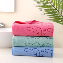素色细纤维印花锁边毛巾浴巾礼品巾卡通图案支持一件代发可接订单