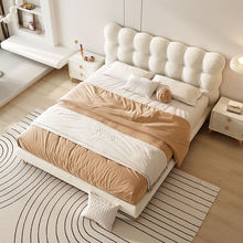 新款防水科技布网红ins风实木床现代简约卧室双人实木床