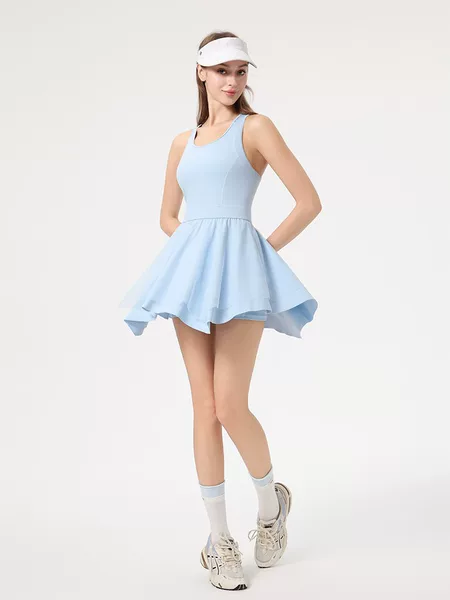Summer new mesh sports dress with built-in chest pads, anti-exposure, beautiful back, suitable for golf, badminton, and tennis
