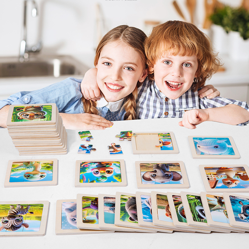 Puzzles cognitivos de madera infantiles, puzzles de educación temprana, ejercicios de pensamiento lógico, juguetes divertidos de aprendizaje