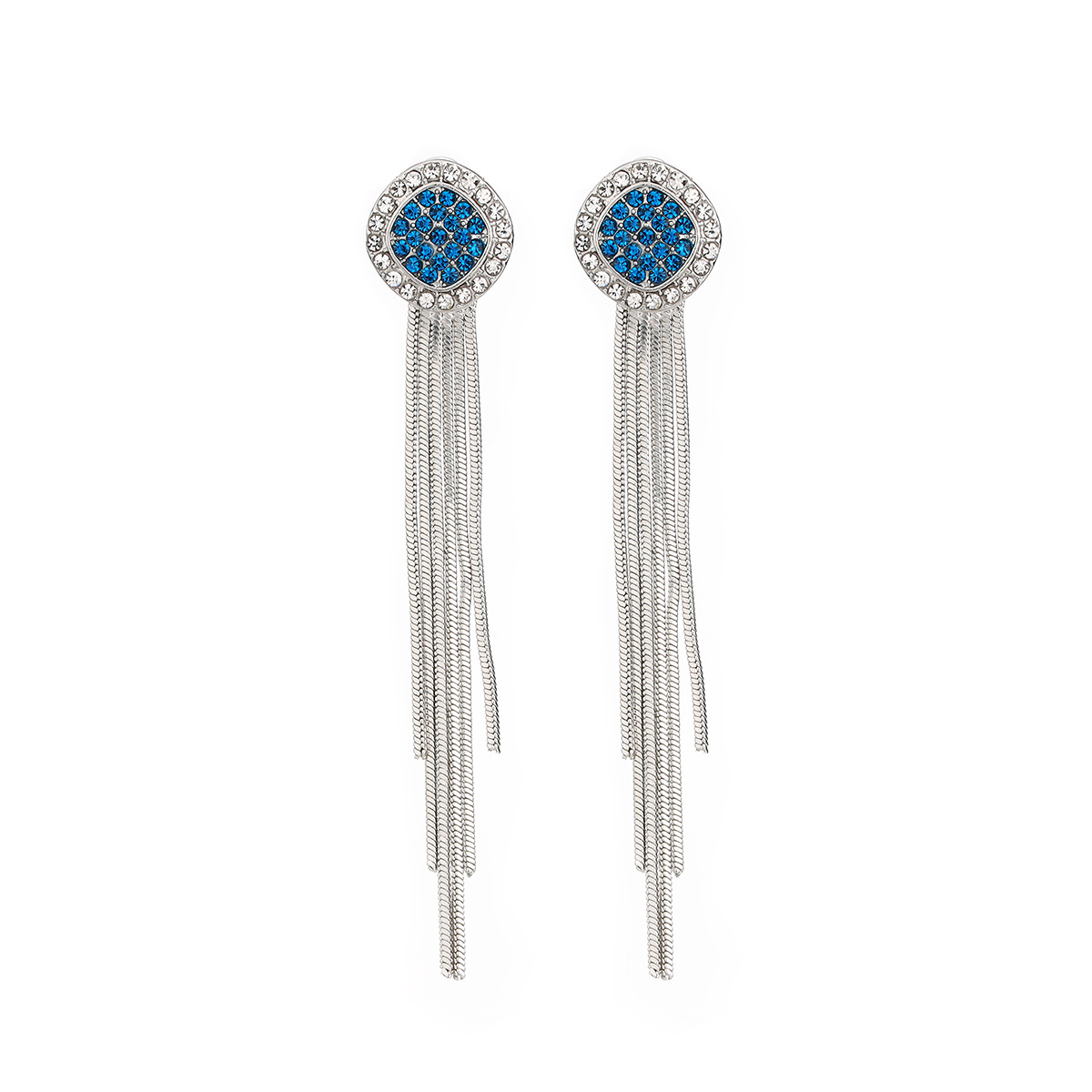 Pendientes largos de nuevo temperamento coreano, accesorios para orejas retro, borlas de cristal cuadrado, pendientes elegantes de todo fósforo, mujeres