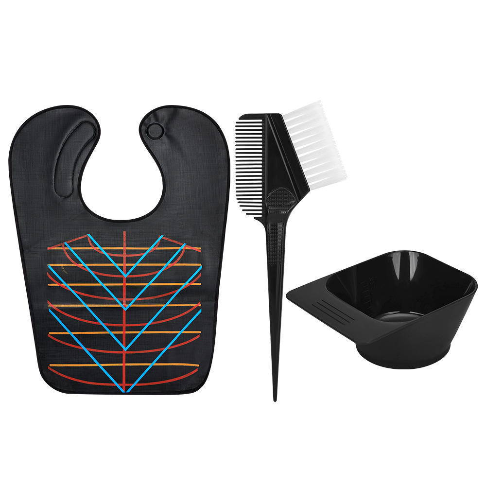 Juego de Herramientas para Teñir Cabello de 3 Piezas Capa Cepillo y Tazón para Uso Doméstico