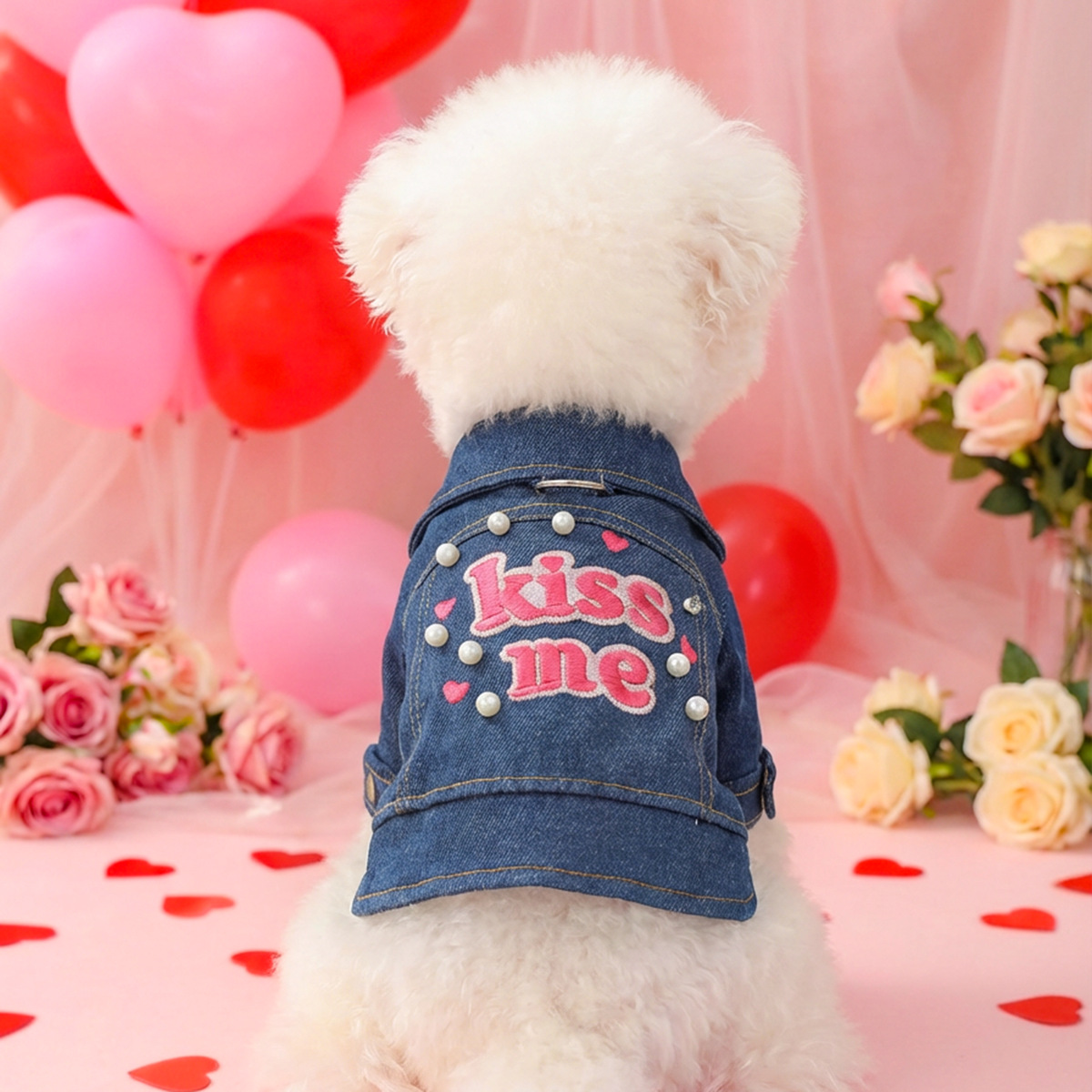 PETCIRCLE 애완동물 의류, 중소형견 의류, 애완용품, 애견옷, 금박 작은 꽃무늬