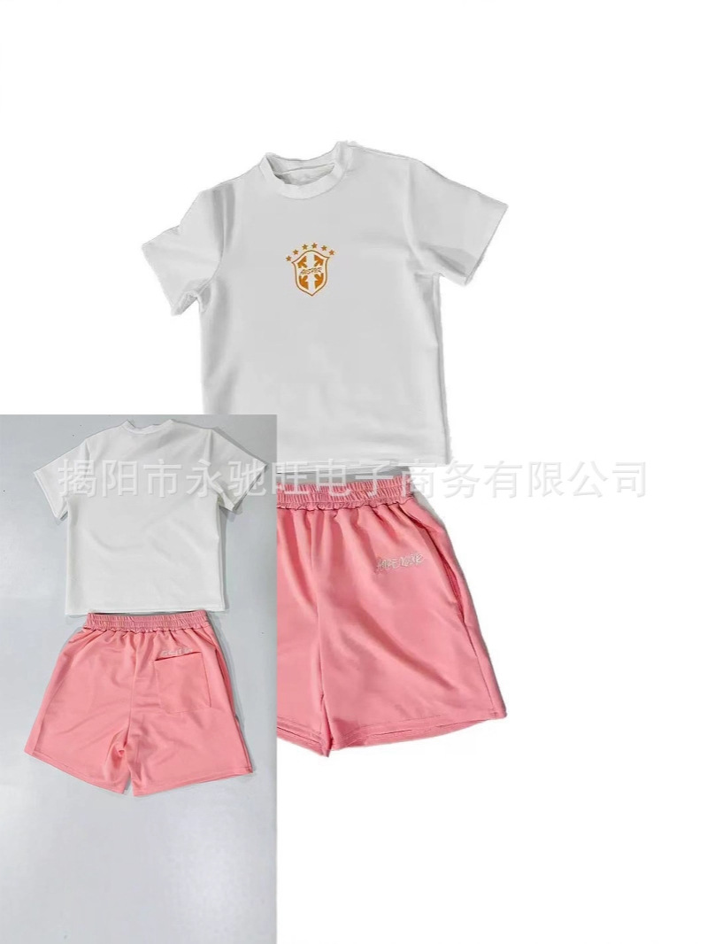 2026 Summer Thin American-Style Personalized Pattern Printed Short-Sleeved Shirt Loose Straight-Leg Pants Japanese Street Style Set