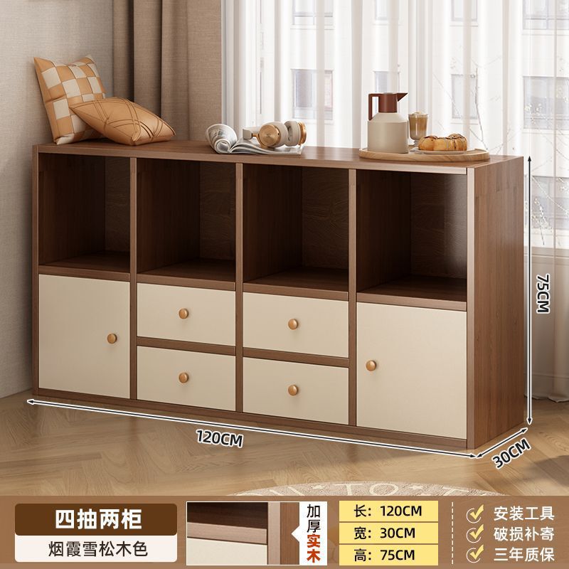 实木书柜置物架落地储物柜靠墙一体幼儿园客厅矮柜子展示柜小书架|undefined