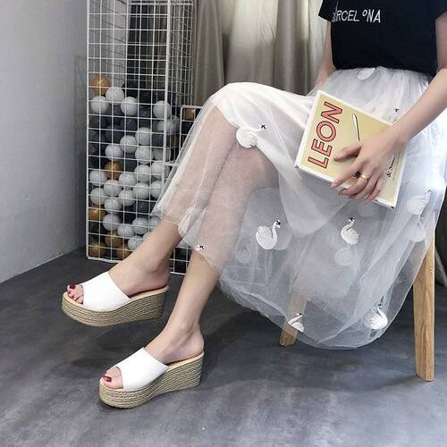 White wedding dress with matching wedding shoes: stiletto heels, slippers, chunky shoes with a 9cm heel - Chang Zhen