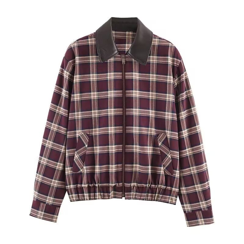 Cross-Border Women's Clothing Wholesale 2026 Spring and Autumn European and American Style Fashionable Versatile Casual Fruit Plaid Jacket Coat
