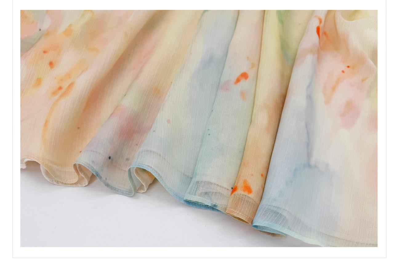 Đầm maxi nữ thắt eo họa tiết chìm gradient cao cấp — Gạo màu chi tiết 13