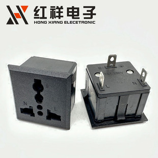 AC Universal Socket Phosphor Copper Three-pin with Protection Door Embedded Desktop Socket Universal Socket 16a Multi-function AC
