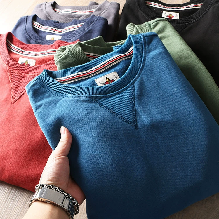 9200 # поставляется с тонким бархатом, чтобы согреться зимой! Мужской универсал с круглым вырезом теплый однотонный базовый свитер спортивный топ