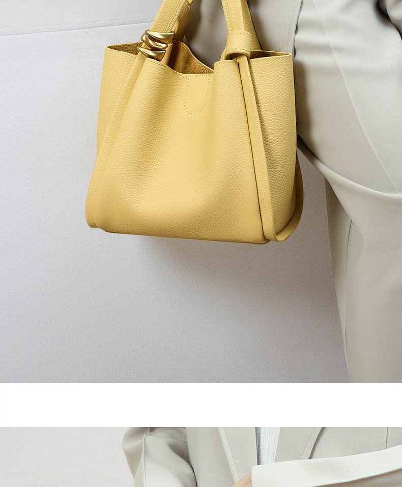 Women’s Bags this year's popular new style versatile bucket bag, niche designer genuine leather hand held vegetable basket_voghion.com