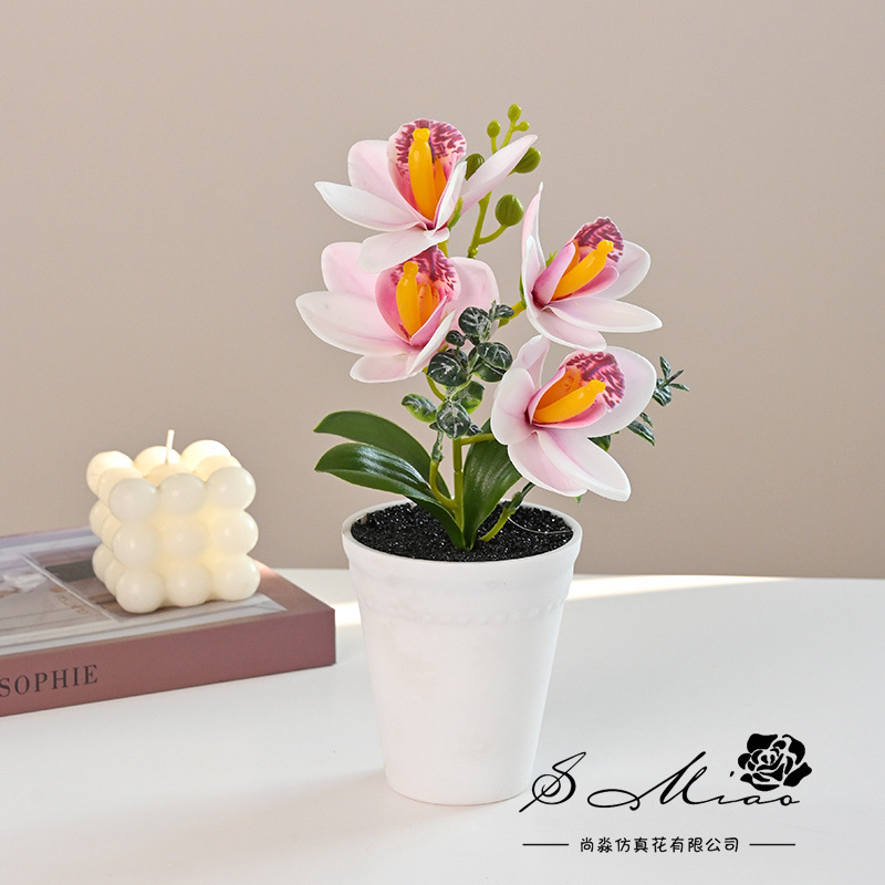 Flores falsas impresión 3D película Huilan bonsai simulación flor de moda creativa decoración planta artificial simulación maceta
