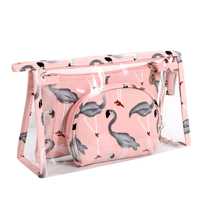 Nueva bolsa de cosméticos de tres piezas bolsa de almacenamiento de viaje portátil de gran capacidad bolsa de lápiz labial impermeable de PVC al por mayor