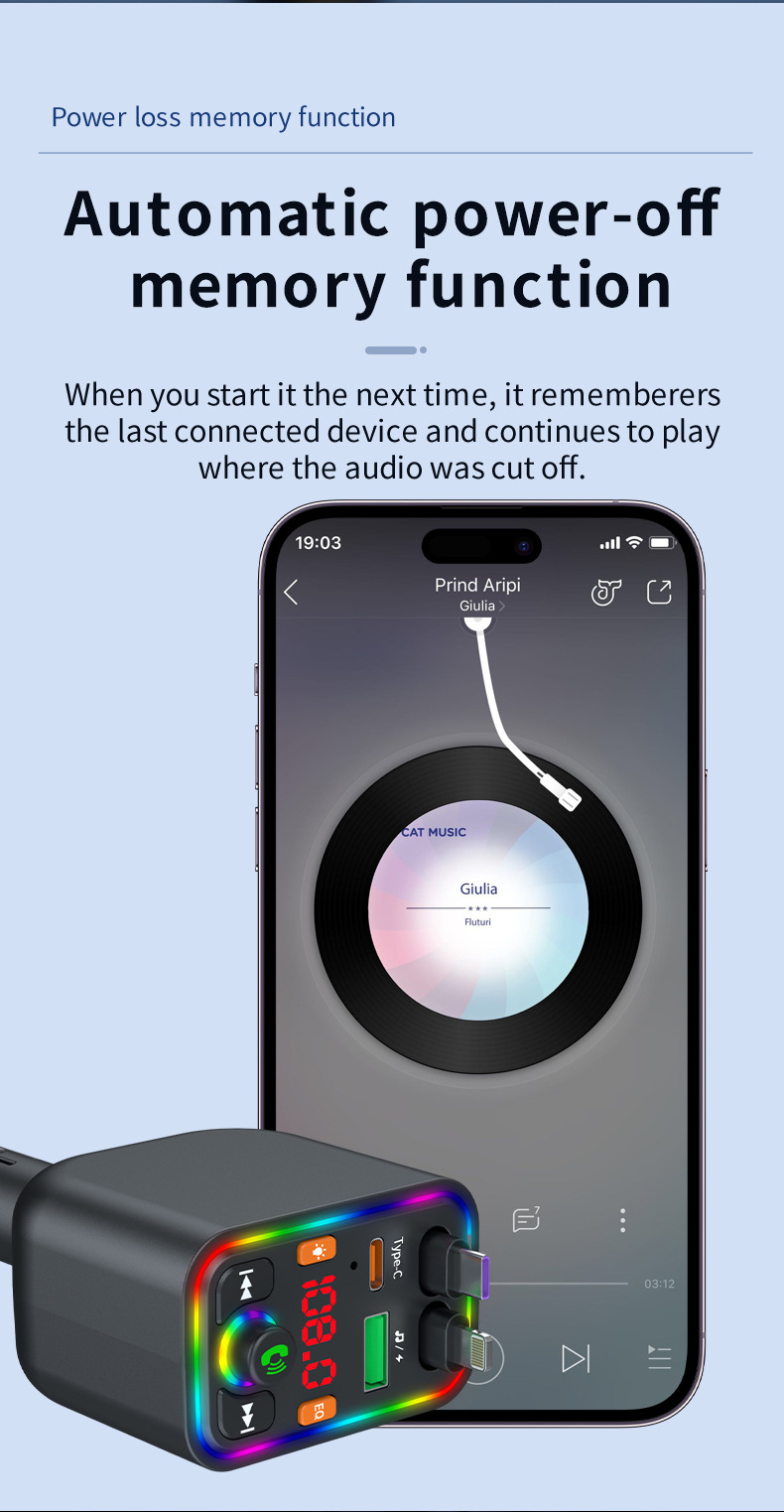 Ebay Cross-Border Factory Supply Car Bluetooth Receiver Supports Lossless Music Playback Car Mobile Phone Fast Charging