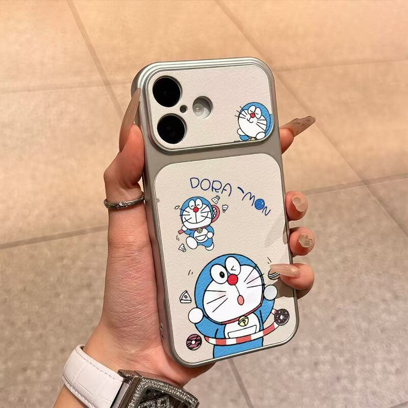 Transform into a 17-Inch Lambskin Sports Doraemon Case in Seconds, Suitable for Apple 16/15/14/13 Pro Max Phone Cases 12