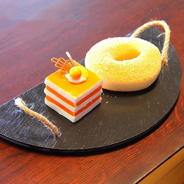 Europeo y americano ins roca bandeja semicírculo mango pan placa creativa nueva torta sushi placemat piedra placa