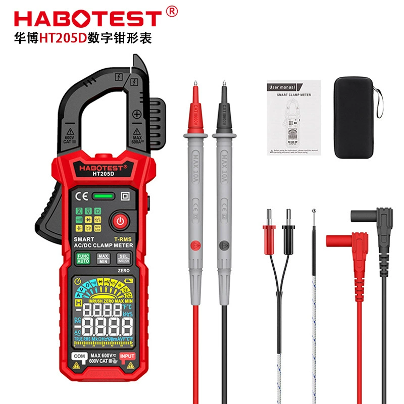 Заводской магазин HABOTEST, клещевой измеритель тока HT205D, AC/DC, интеллектуальный, с защитой от перегорания, многофункциональный, высокоточный.