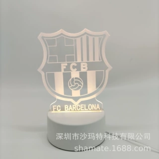 跨境热销欧洲足球俱乐部队标徽章小夜灯 曼联巴塞罗那皇马台灯
