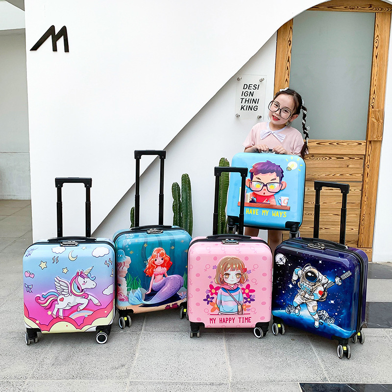 20-Inch Universal Wheel Carry-On Suitcase Rainbow Horse Astronaut Travel Suitcase Student Luggage Wholesale Lightweight Trolley Suitcase