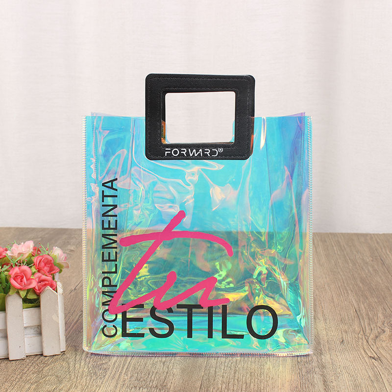 Pvc Magic Color bolsas transparentes personalizadas para eventos de negocios regalos Jelly Pack impreso LOGO Cosméticos bolsas de plástico láser