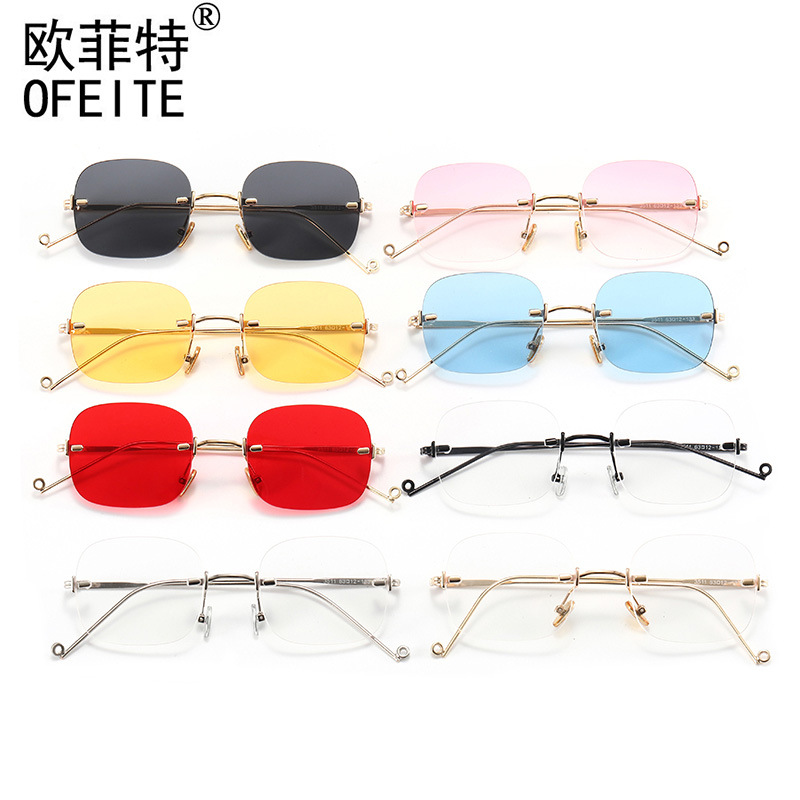 2021GM新款韩版太阳镜无框墨镜平光镜网红素颜眼镜jennie眼镜架|ms