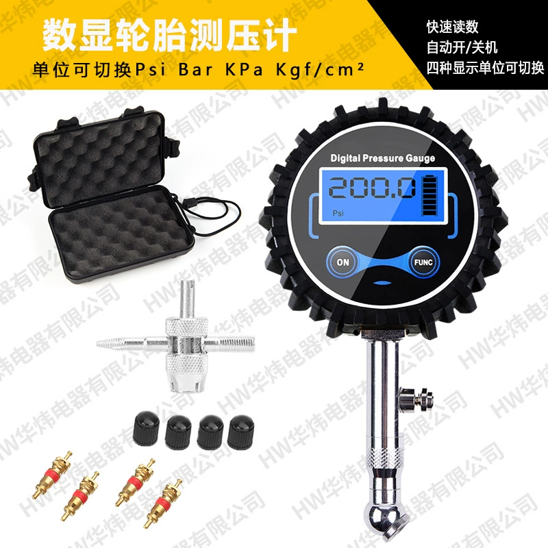 Цифровой манометр, головка манометра для шин, цифровой дисплей пистолета для измерения давления в шинах, цифровой дисплей манометра, аксессуары для пистолета для накачки