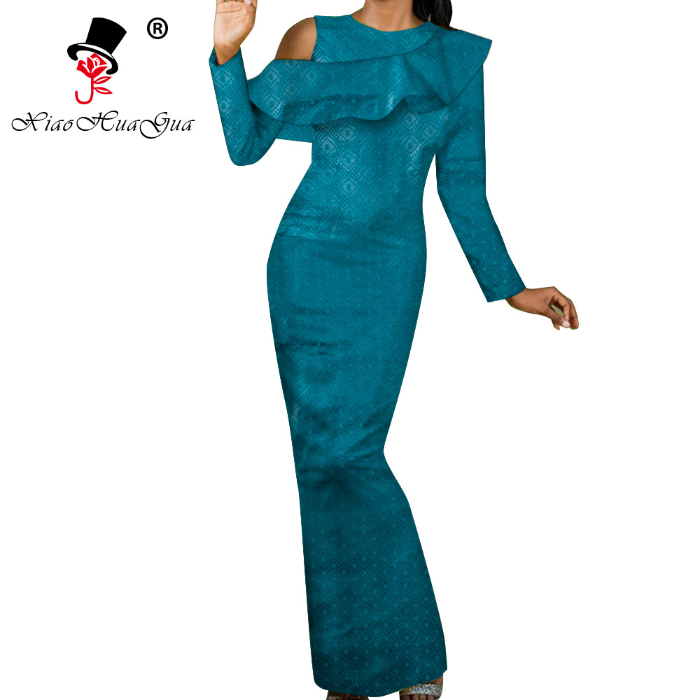 跨境货源非洲民族印花高腰连衣裙印花长裙晚宴礼服一件代发