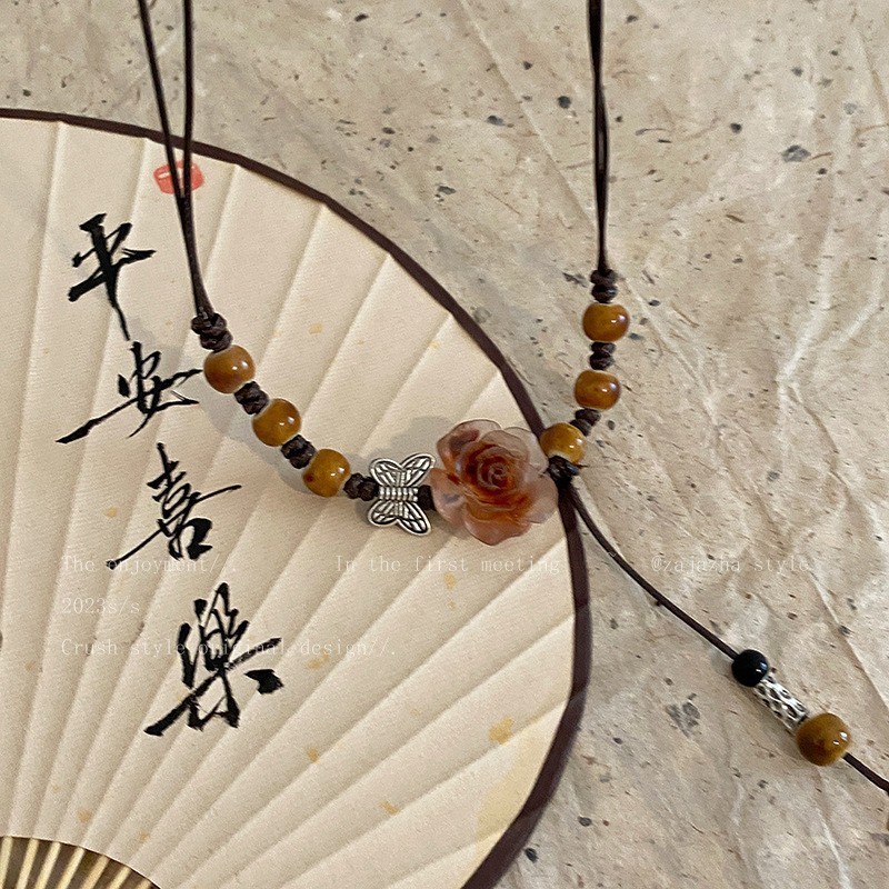 波西米亚风挂脖配饰吊坠项链女复古民族风长款编织新中式古风配饰|undefined