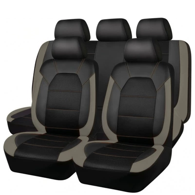Seat cushion, seat cover – construction, full coverage car seat cushion - mesh-black-and-gray-five-seater-nine-piece-set