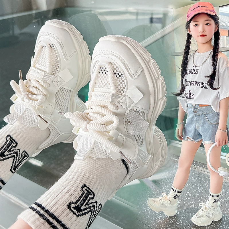 Спортивная обувь для девочек весной и летом новая детская обувь школа маленькая белая обувь детская обувь для мальчиков дышащая обувь для бега