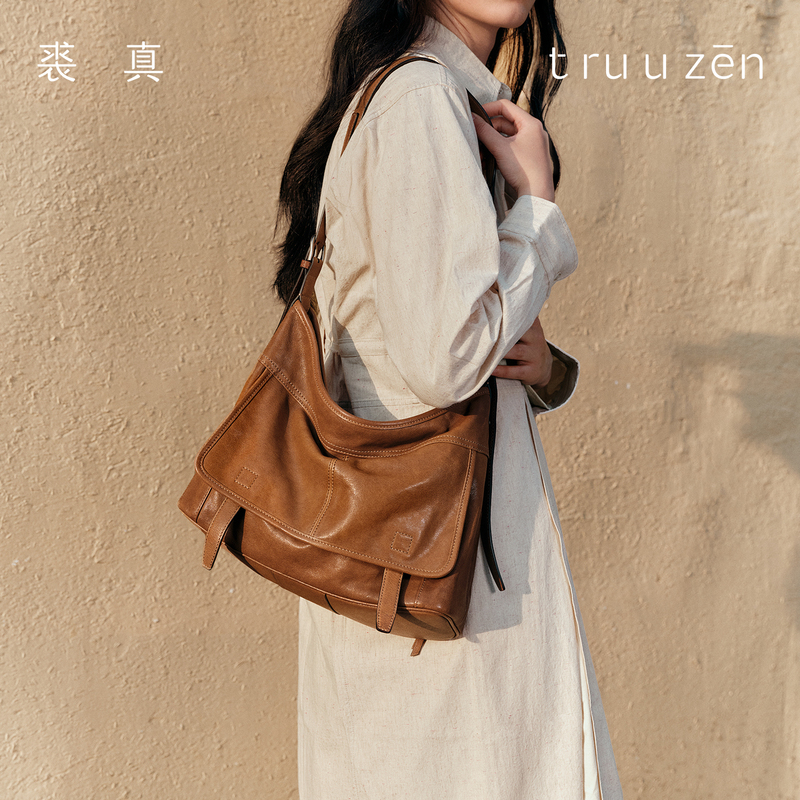 New Style Vegetable-Tanned Sheepskin Messenger Hobo Bag, Casual Large-Capacity Commuter Shoulder Crossbody Messenger Bag, Unisex