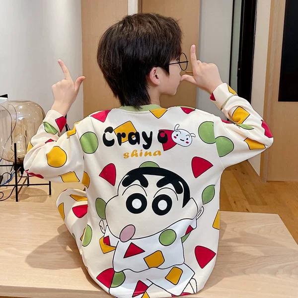 Children's Pajamas Boys 100% Cotton Spring and Autum Long-Sleeved Thin Section Medium and Large Kidsren Little Boy Pikachu Home Clothes 2